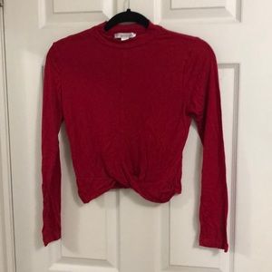 Red cropped long sleeve
